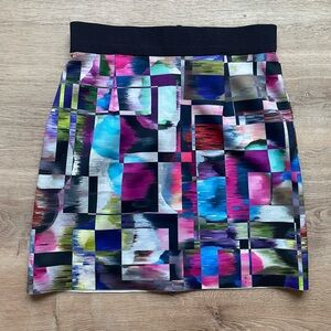 Milly Abstract Geometric Print Skirt Multicolor Modern Art Mini Size 6 USA Artsy